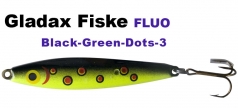 Fluo Wobbler 90mm 27g Schwarz/Fluo Gelb mit roten Punkten